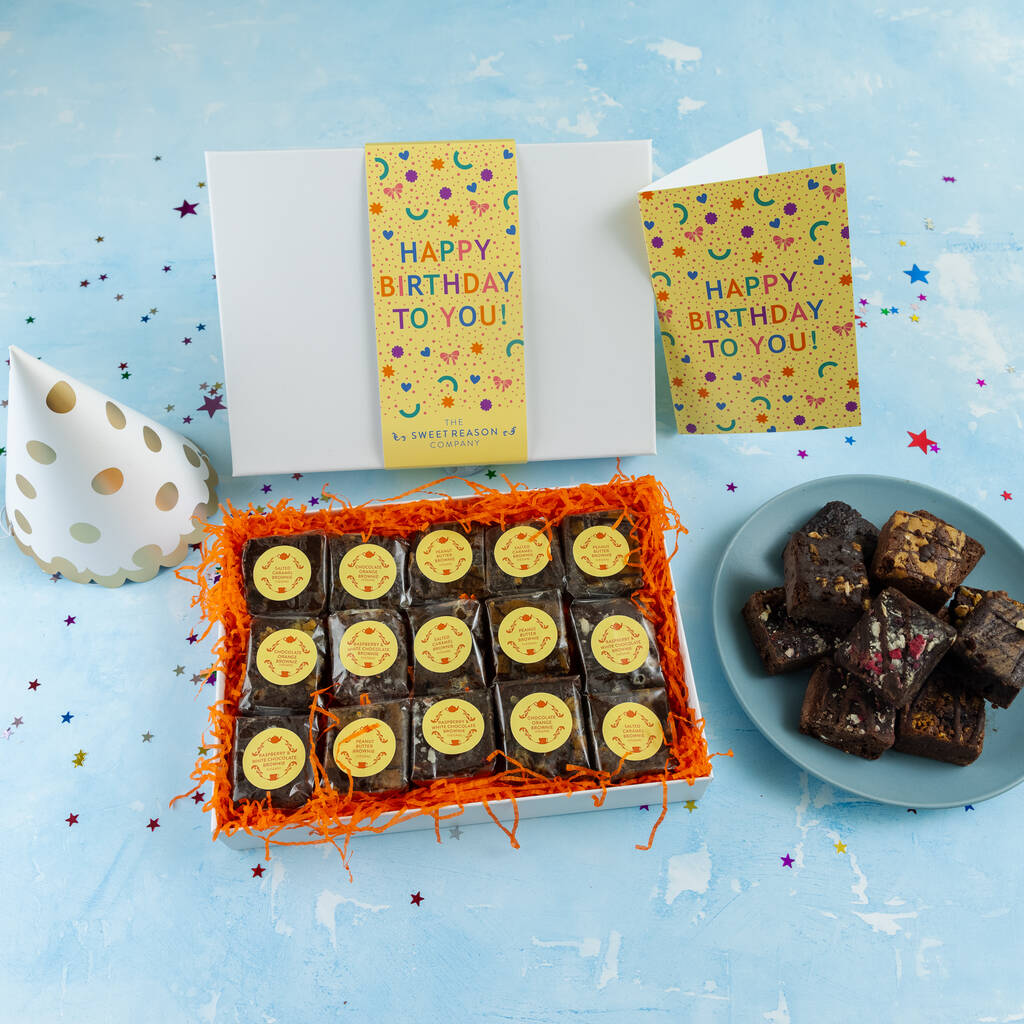 'Happy Birthday Confetti' Vegan Indulgent Brownie Gift, 1 of 3