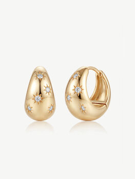 Gold Or Silver Thick Star Huggie Hoop Earrings, 2 of 6