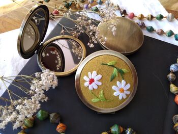 Pocket Mirror With Hand Embroidered Flower, 9 of 12