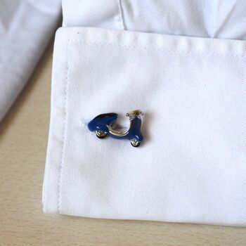 Blue Vespa Cufflinks Italian Scooter Design Gift For Him, 3 of 6