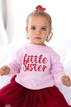 Christmas Big/Little Sibling Embroidered Sweatshirt Jumper Brother And Sister Available, 2 of 12