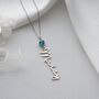 Vertical Name Necklace With Heart Birthstone, thumbnail 4 of 9