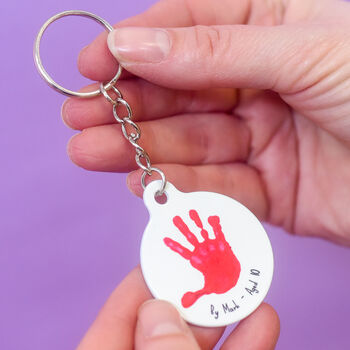 Child's Handprint Personalised Keyring For Father's Day, 5 of 8