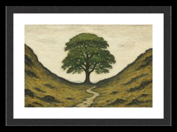 Sycamore Gap Tree A3 Framed Lowry Style Art, 2 of 2