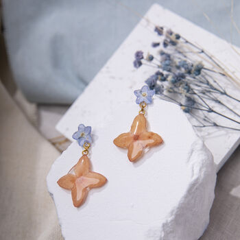 Forget Me Not And Star Dangle Stud Earrings, 2 of 4
