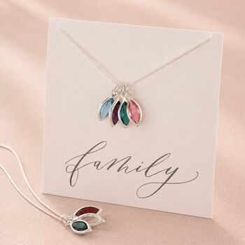 Family Birthstone Marquise Charm Necklace, 4 of 9