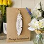 Personalised Remembrance Card Feather Wooden Keepsake, thumbnail 3 of 6
