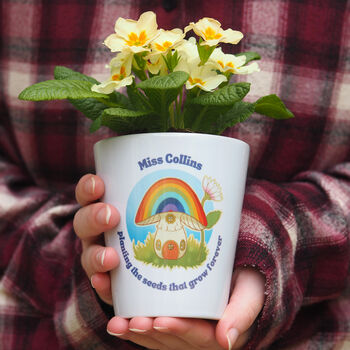 Rainbow Mushroom Teacher Plant Pot Gift, 2 of 3