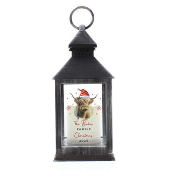 Personalised Highland Cow LED Lantern – Light Up Christmas Ornament, 5 of 5