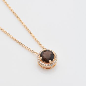 Round Smoky Quartz 18k Gold Plated Necklace, 3 of 4