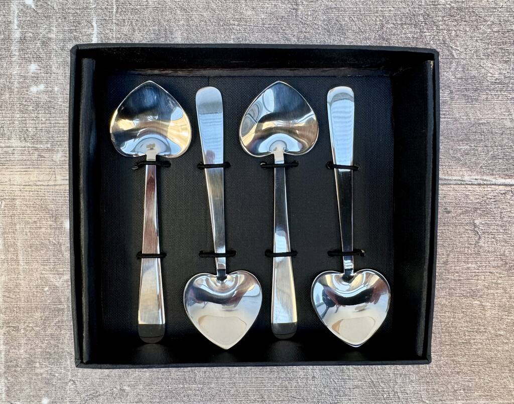 Set Of Four Heart Tea Spoons, 1 of 3