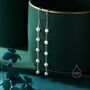 Sterling Silver Genuine Freshwater Pearl U Shape Threader Earrings, thumbnail 6 of 11