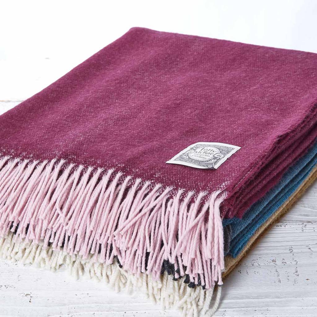 Reversible Merino Throw Mulberry Rose Pink By Tolly McRae