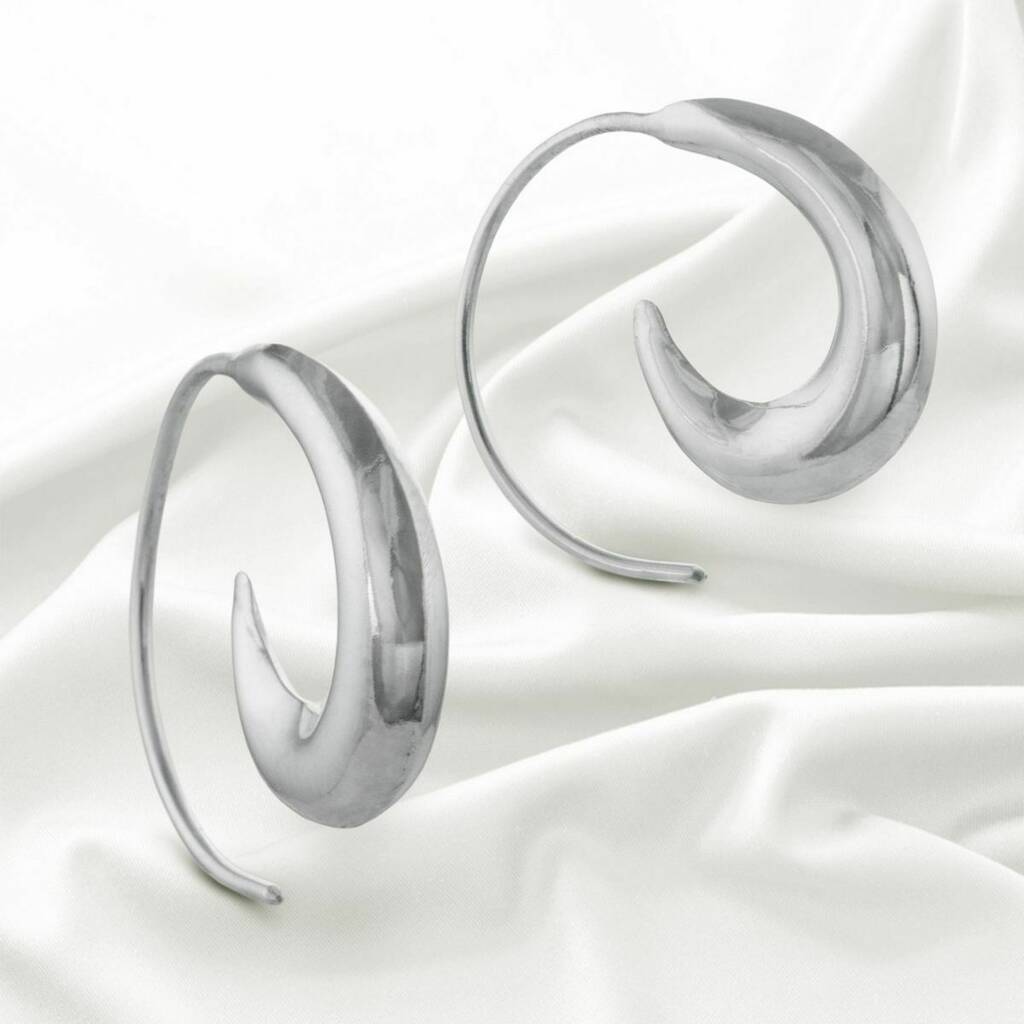 Three Quarter Hoop Everyday Earrings In Sterling Silver By The London