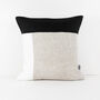 Colour Block Pillow Cover Black Beige White Linen, thumbnail 1 of 12