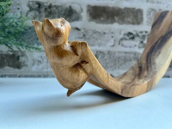 Wooden Cat Wine Bottle Holder Tabletop Wine Rack Gift, 8 of 9