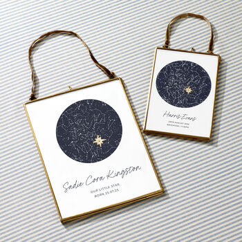 Personalised New Baby Night Sky Hand Stitched Print, 2 of 4