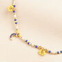 Mini Charms Blue And Yellow Beaded Anklet, thumbnail 2 of 3