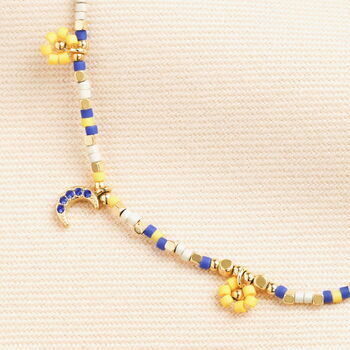 Mini Charms Blue And Yellow Beaded Anklet, 2 of 3