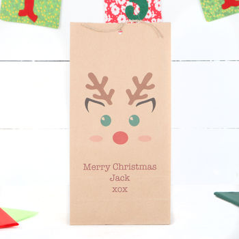 Personalised Boy Or Girl Reindeer Christmas Gift Bag, 3 of 3