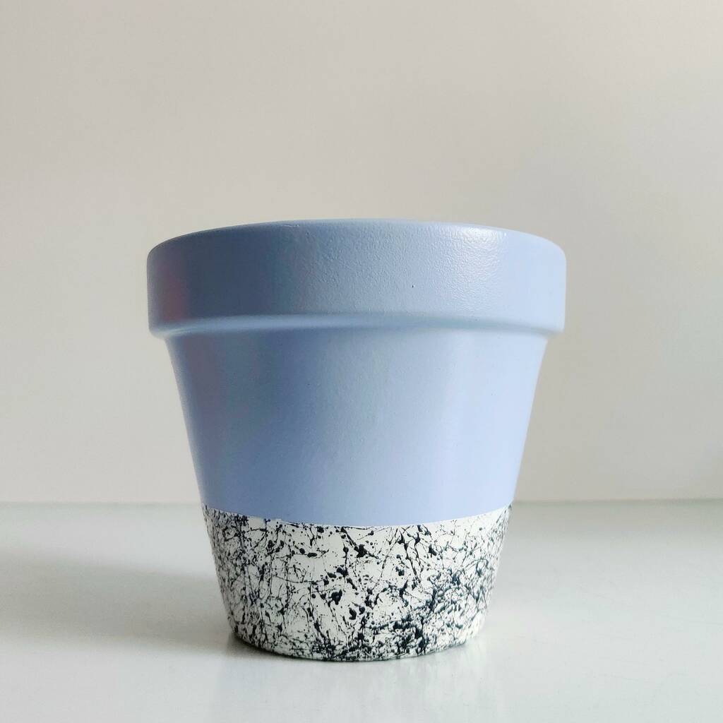 Splattered White Bottom Plant Pot / Planter / Lilac By Southside ...