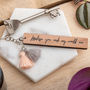 Personalised Wooden Tassel Message Keyring Gift, thumbnail 1 of 4