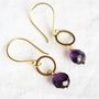 Gold Plated Circle And Gemstone Earrings, thumbnail 1 of 12