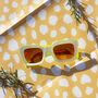 Chunky Bevelled Square Sunglasses In Gloss Yellow White, thumbnail 1 of 4