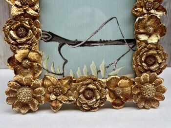 Gold Floral Photo Picture Frame 6x4' 10x15cm Portrait Landscape, 2 of 5