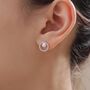 Sterling Silver Pave Circle With Natural Pearls Stud Earrings, thumbnail 4 of 12