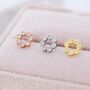 Sterling Silver Tiny Cz Circle Wreath Stud Earrings, thumbnail 2 of 12