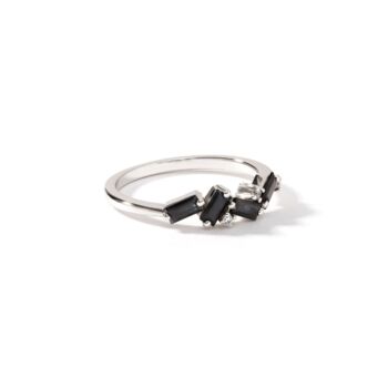 White Gold Natural Black Sapphire And Diamond Ring, 4 of 6