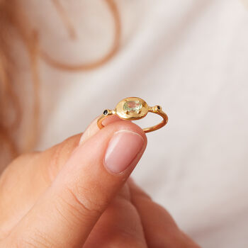 Green Amethyst Solitaire Stacking Ring, 18k Gold Vermeil, 5 of 9