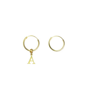 Mismatched/Matching Gold Plated Silver Letter Hoops, 4 of 5