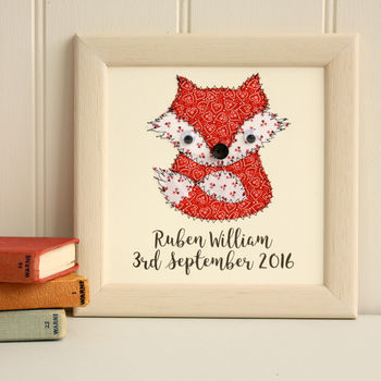 Personalised Fox Embroidered Framed Artwork, 2 of 10