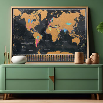 Scratch The World® Map Print Black Ocean With Flags Panel, 6 of 9