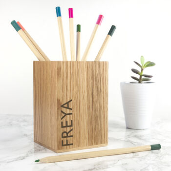 Personalised Wooden Stationery Holder, 3 of 4