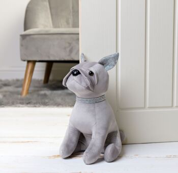 Grey French Bulldog Door Stop With Diamante Collar, 3 of 3