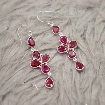 Red Ruby Dangle Earrings, 2 of 8