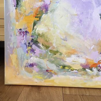 Colourful Abstract Painting On Canvas Yellow Lavender, 2 of 4