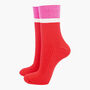 Glitter Mid Calf Ribbed Cotton Boot Socks Contrast Cuff Red Pink, thumbnail 1 of 4