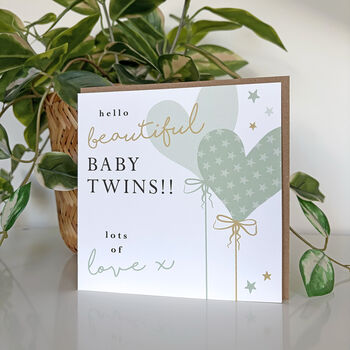 Heart Balloon Baby Twins Card, 2 of 4