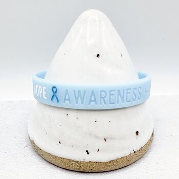 Light Blue Awareness Ribbon Bracelet Wristband, 5 of 10