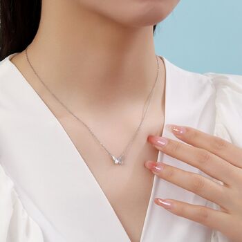 Butterfly Pendant Necklace In Sterling Silver, 3 of 11