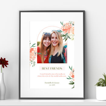 Personalised Best Friends Floral Photo Print, 2 of 4