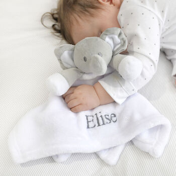 Personalised Blue Elephant Motif Blanket And Comforter, 4 of 10