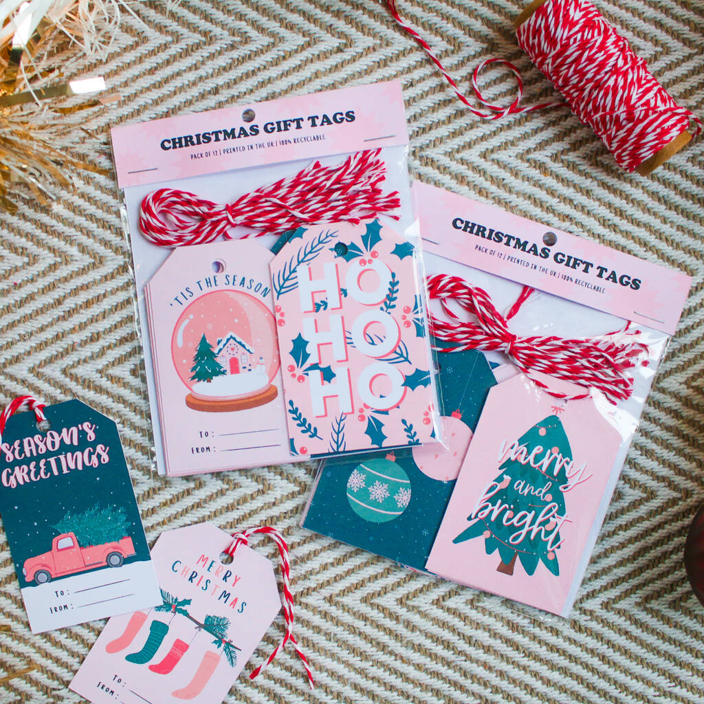Pack Of 12 Festive Christmas Gift Tags, 1 of 4