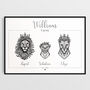Personalised Animal Family Portrait Print Royal Lion Family, thumbnail 5 of 11