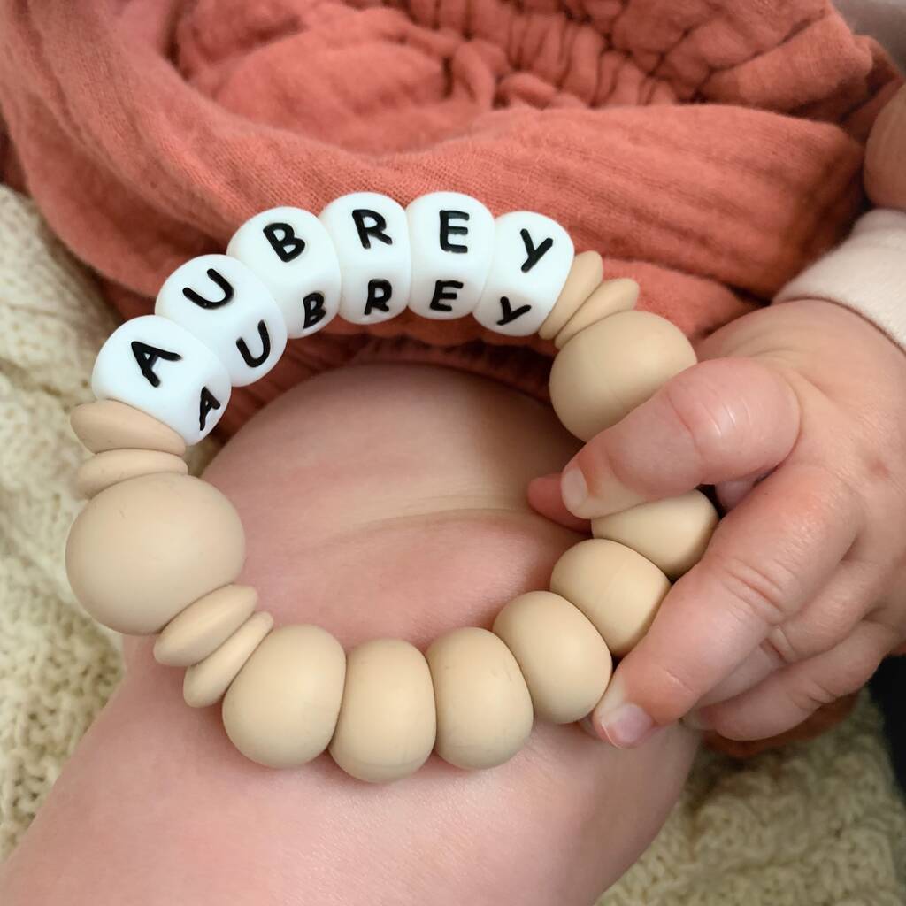 personalised freezer teether by fox's felts