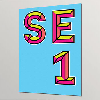 Se1 London Postcode Neon Typography Print, 2 of 4